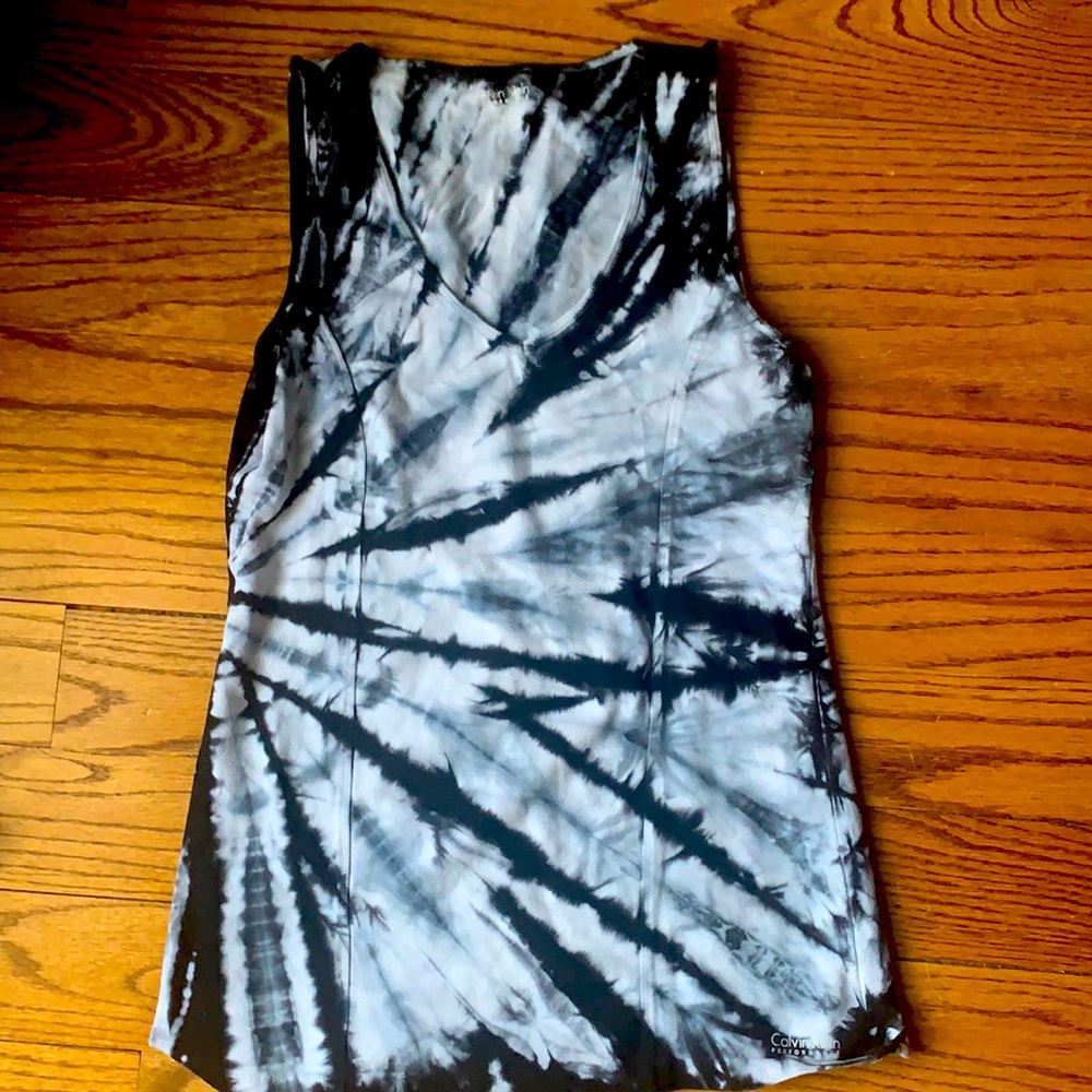 EUC Calvin Klein Performance Women's Activewear Tie Dyed Tank Gray / Black Sz S